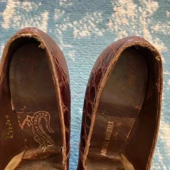 Vintage 1940s genuine alligator heels for tiny feet - Picture 9 of 10